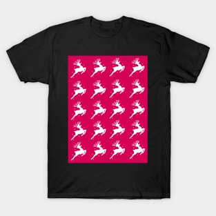 Magical christmas reindeer regular pink pattern T-Shirt